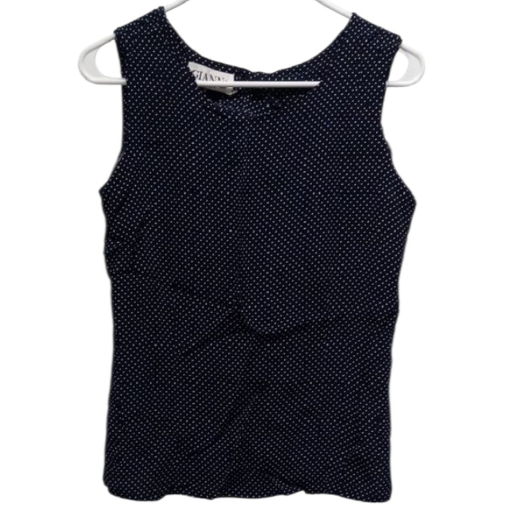 Gianni Sport Navy Blue/White Polka Dot Sleeveless Top